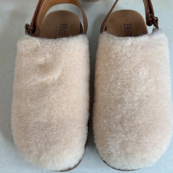 Born Kat Womens Size 7 Natural Shearling Leather Sling Back Mules Clogs Slippers - Picture 10 of 12